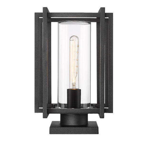 Tribeca Natural Black One-Light Outdoor Pier Mount with Clear Glass Shade, image 1